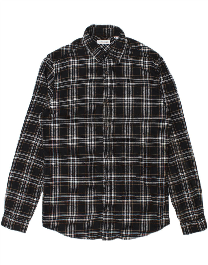 Jack & Jones Herren-Flanellhemd, mittelschwarz, kariert, Baumwolle