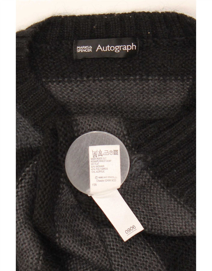 Marks & Spencer Herren Autograph Pullover mit Reißverschluss, Mittelschwarz gestreift