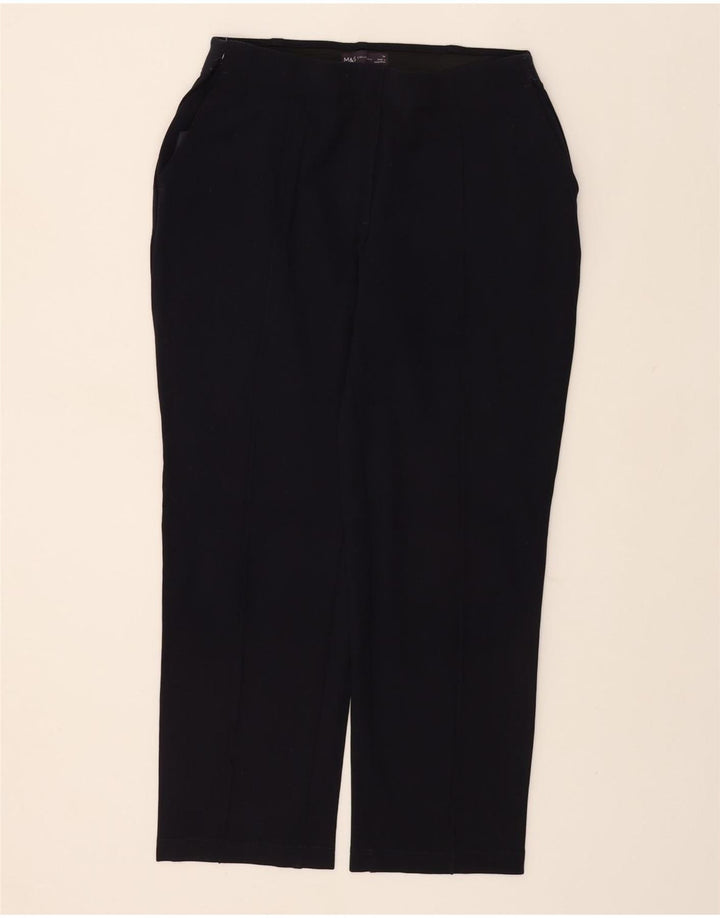 MARKS & SPENCER Womens Chino Trousers UK 14 Medium W30 L27 Navy Blue Vintage Marks & Spencer and Second-Hand Marks & Spencer from Messina Hembry 