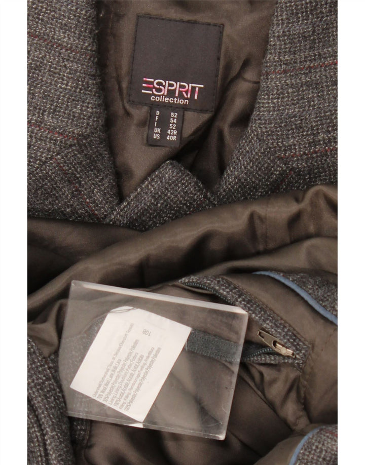 Esprit Herren-Longline-Blazer mit 3 Knöpfen, UK 42, XL, graue Wolle