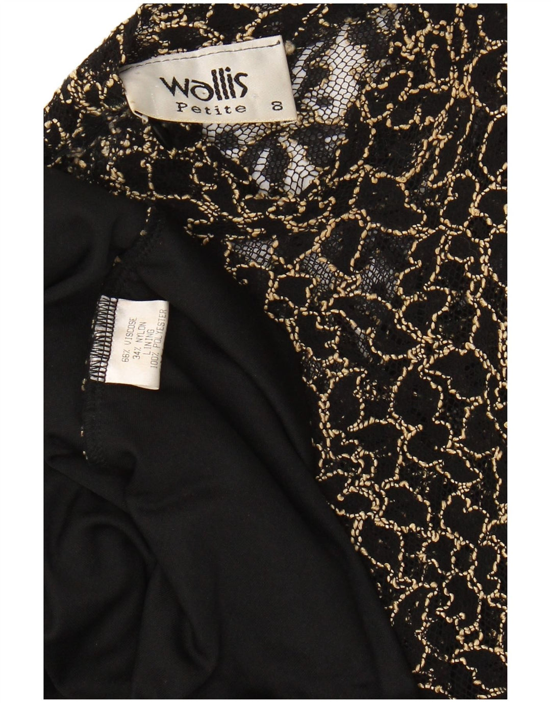 WALLIS Petite Spitzen-Maxikleid für Damen, Größe S, Schwarz, Viskose mit Blumenmuster