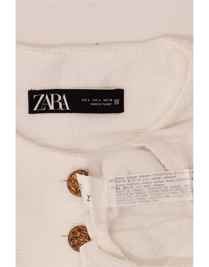 Zara Damen Bolerojacke UK 16 Large Weiß Polyester