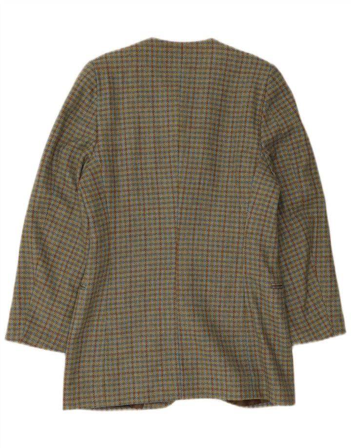 Henry Cottons Damen-Blazerjacke mit 3 Knöpfen, IT 42, mittelgrüne Gingham-Wolle