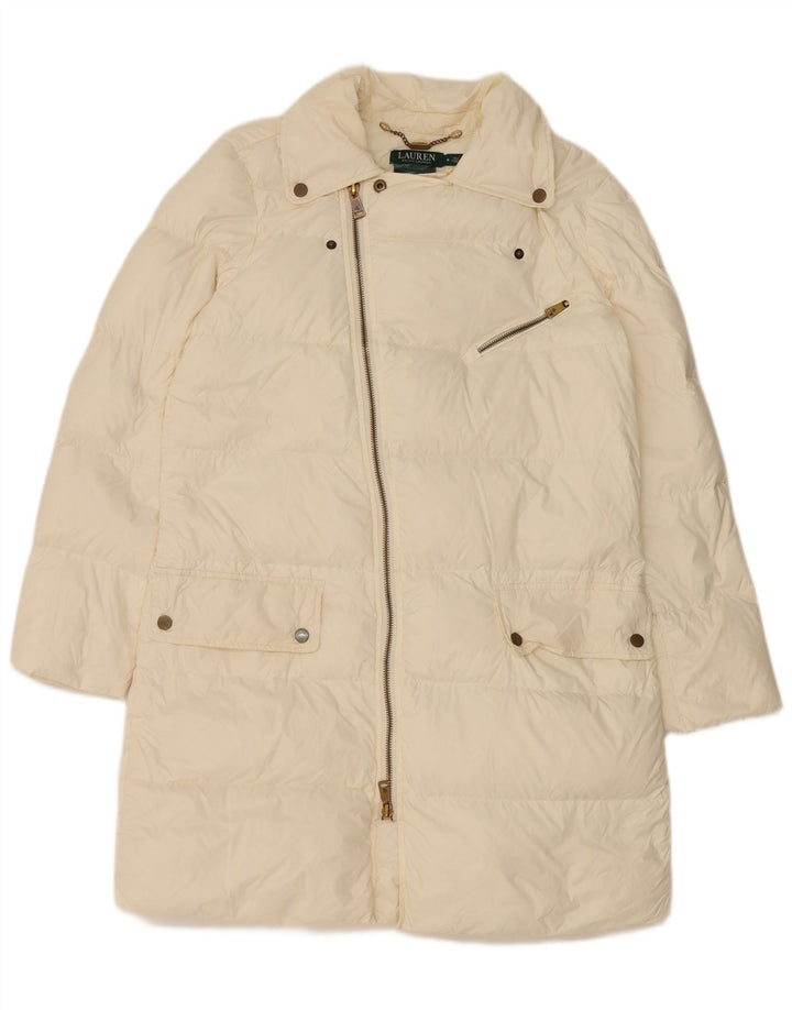 Ralph Lauren Damen Wattierter Mantel UK 14 Medium Off White Nylon