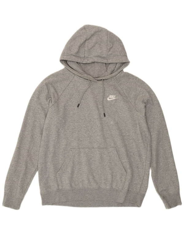 NIKE Damen Kapuzenpullover UK 14 Mittelgraue Baumwolle
