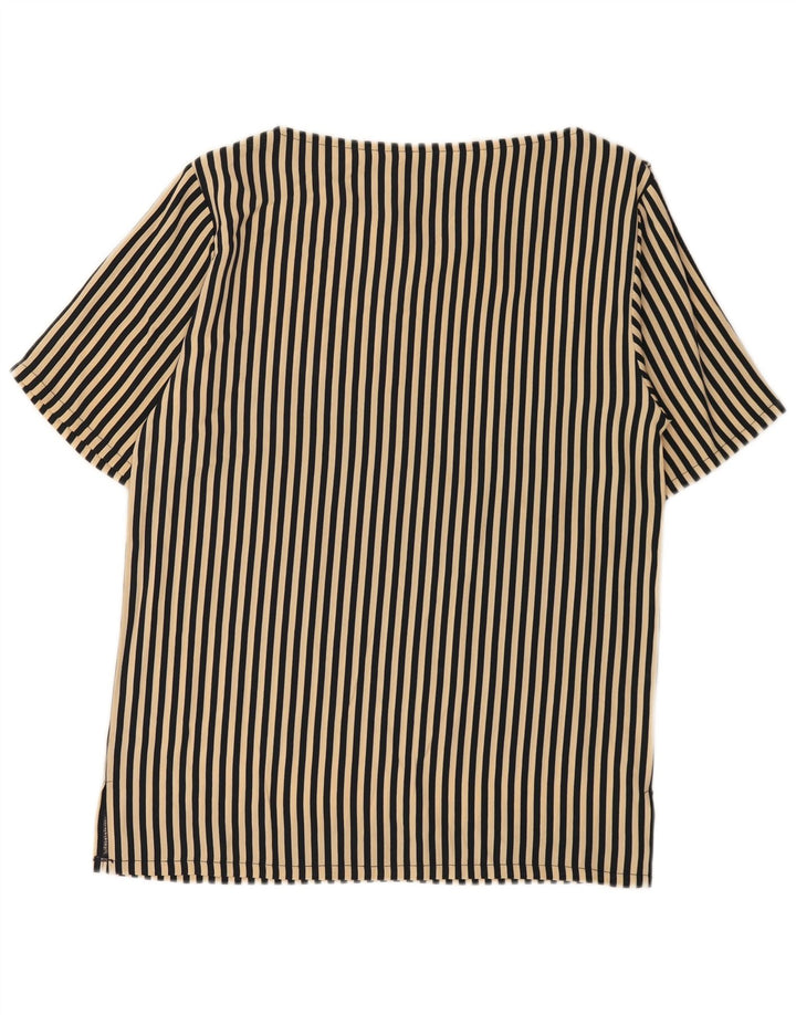 Vintage Damen Bluse Top IT 42 Medium Beige Gestreiftes Acetat