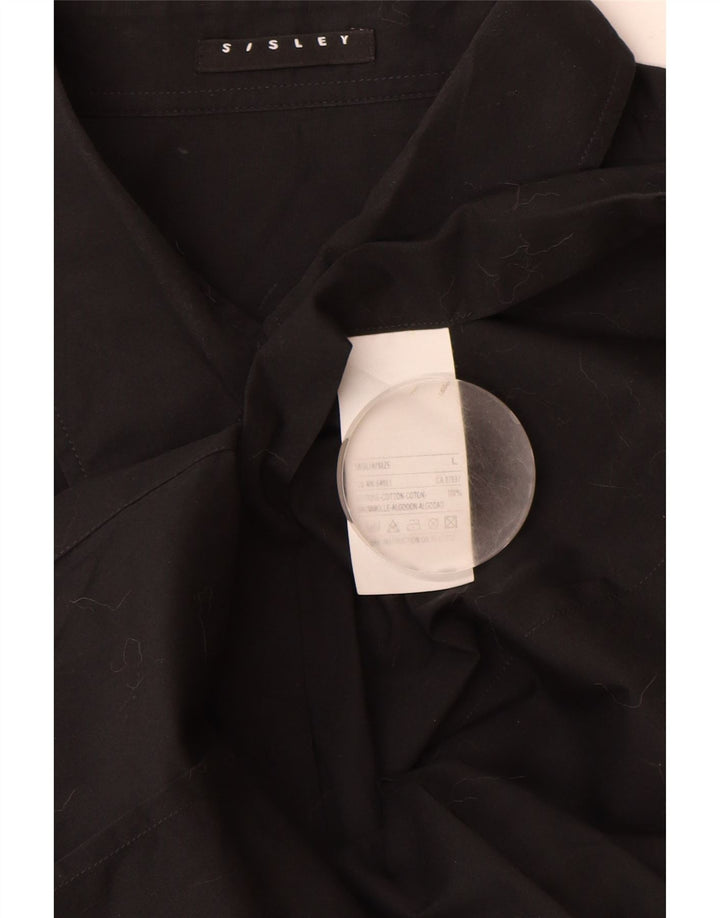 Sisley Damen-Hemd UK 14 Large aus schwarzer Baumwolle