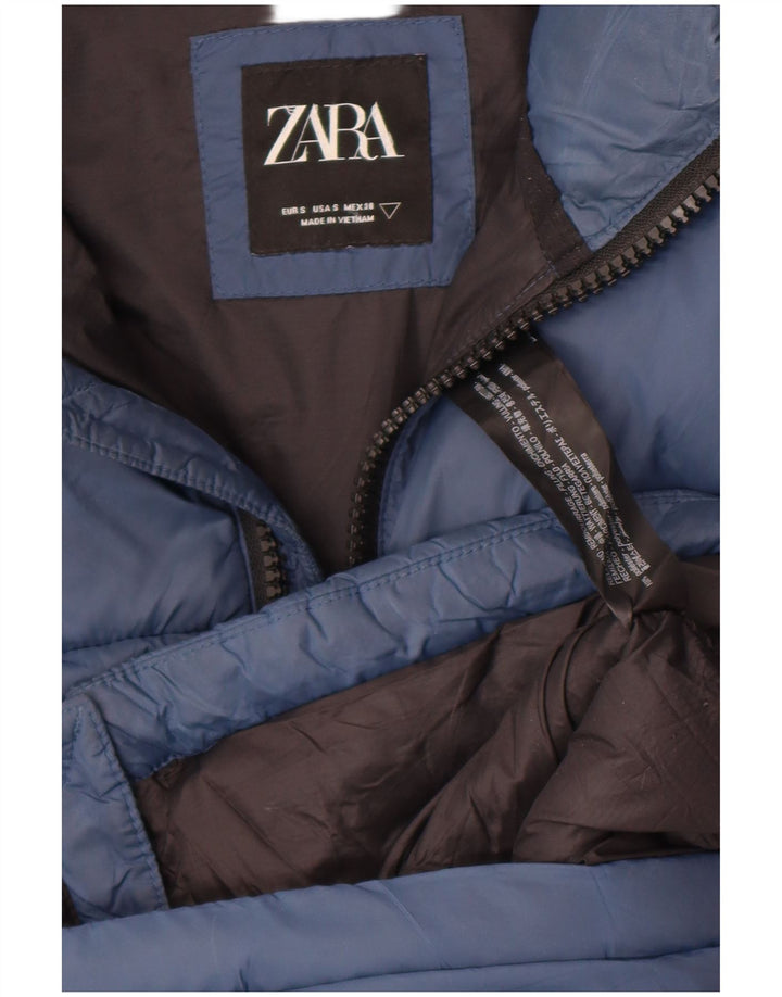 Zara Herren Wattierte Jacke UK 36 Small Marineblau Polyester