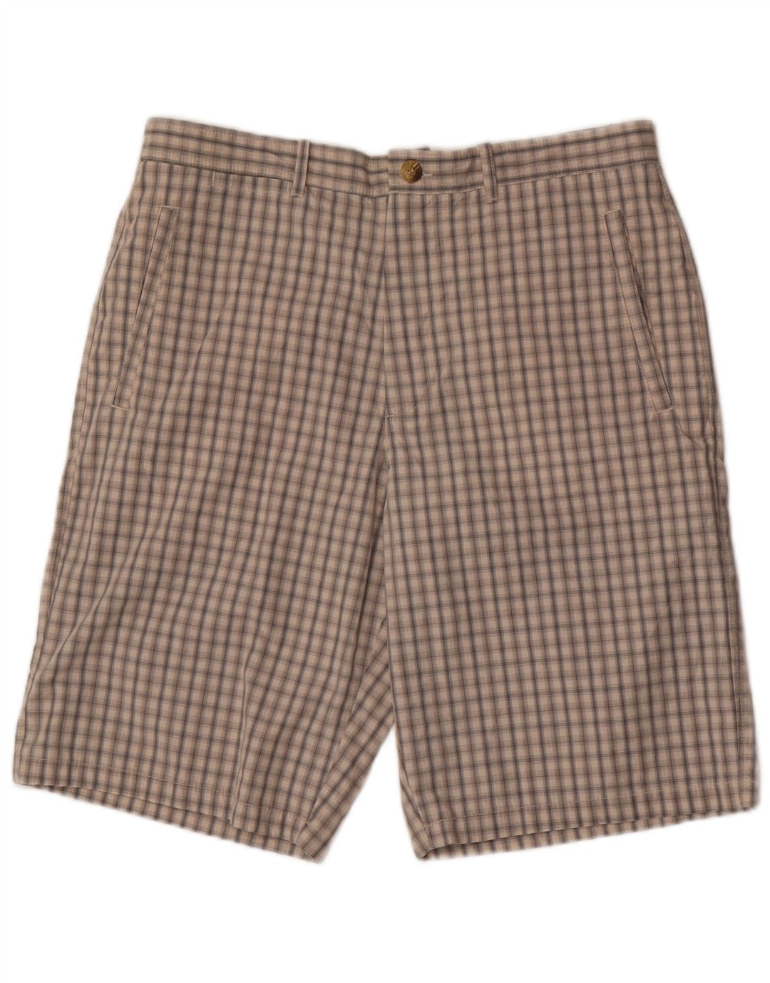 Marks & Spencer Herren-Chinoshorts W34, große beige karierte Baumwolle