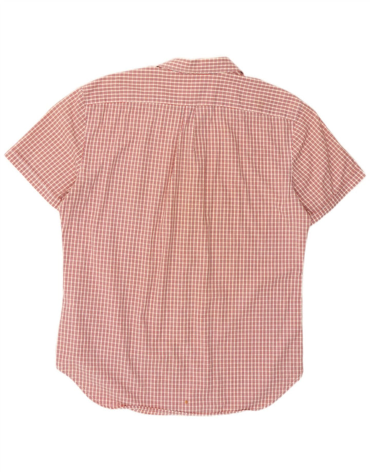 Benetton Herren-Kurzarmhemd XL, rot kariert, Baumwolle