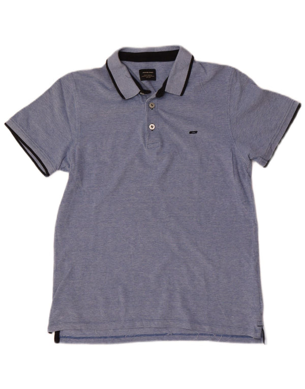 Jack & Jones Herren-Poloshirt mit normaler Passform, mittelblaue Baumwolle