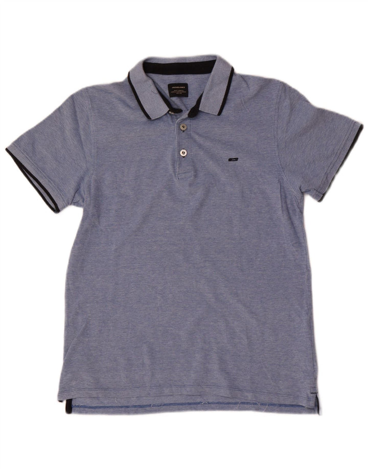 Jack & Jones Herren-Poloshirt mit normaler Passform, mittelblaue Baumwolle