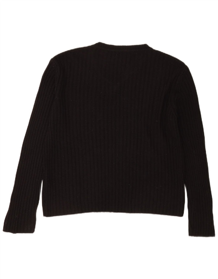 Zara Herren-Pullover mit V-Ausschnitt, groß, aus schwarzem Acryl