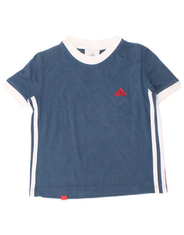 Adidas T-Shirt für Jungen, 4–5 Jahre, blaue Farbblock-Baumwolle