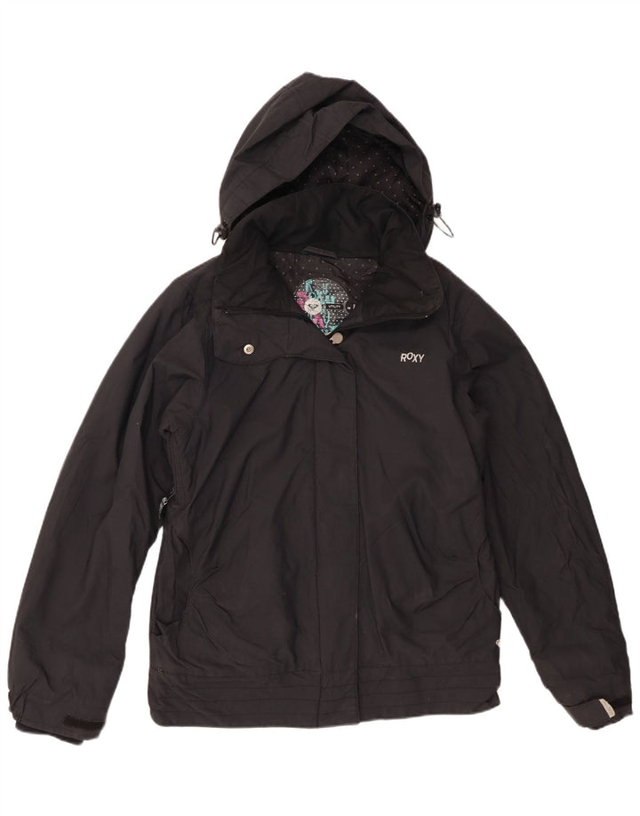 Roxy Womens Graphic Hooded Windjacke UK 14 Medium Schwarz Polyamid