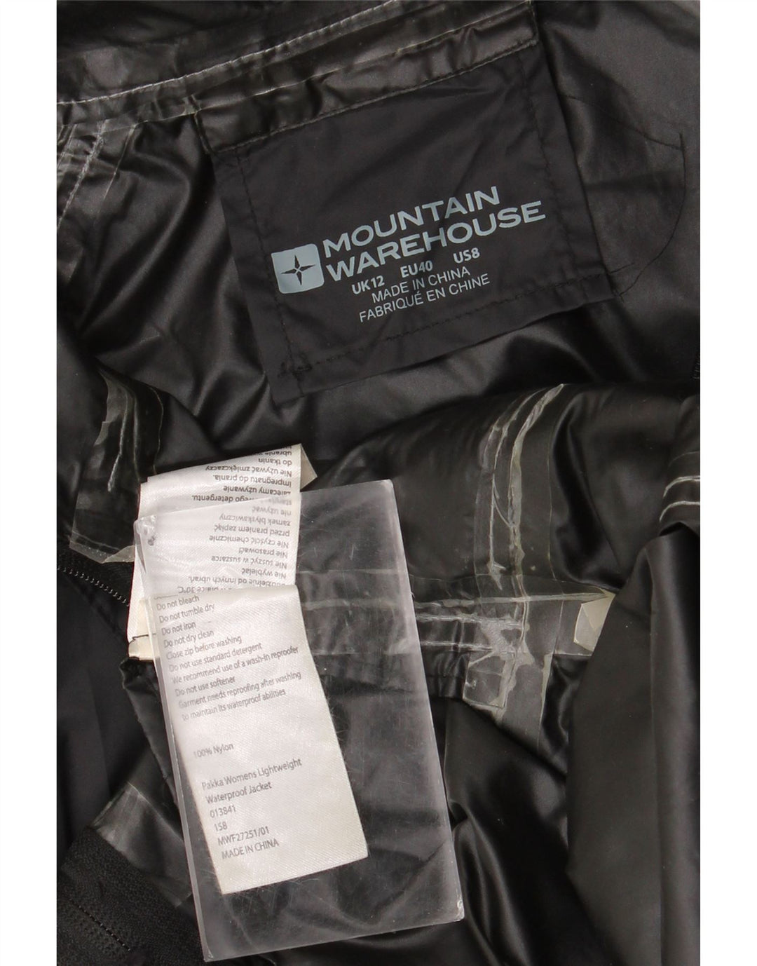 Mountain Warehouse Damen-Regenjacke mit Kapuze, UK 12, Mittelschwarzes Nylon
