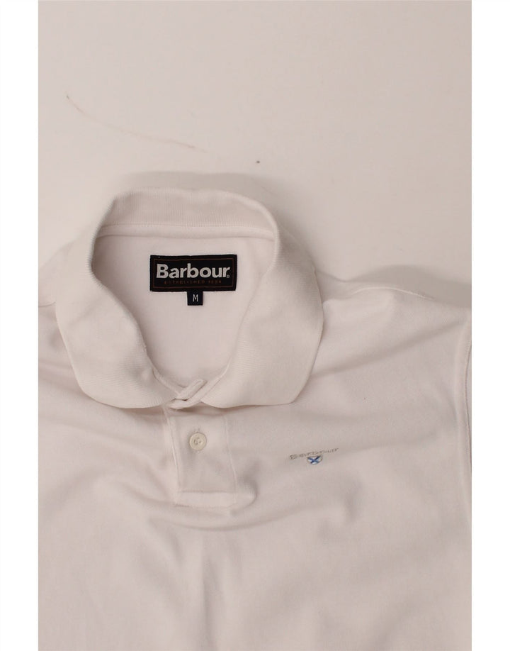 BARBOUR Mens Polo Shirt Medium White Cotton Vintage Barbour and Second-Hand Barbour from Messina Hembry 
