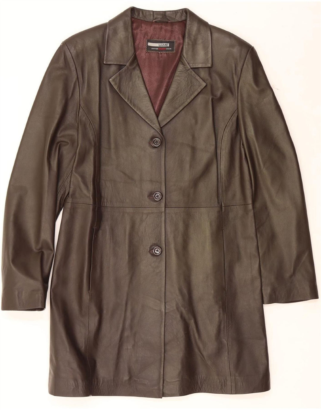 VINTAGE Womens Leather Coat UK 12 Medium Brown Leather Vintage Vintage and Second-Hand Vintage from Messina Hembry 