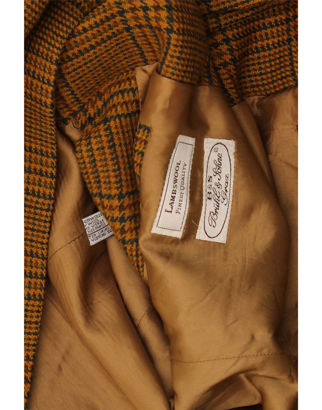 Vintage Herren 2-Knopf-Blazerjacke UK 40 Große braune Lammwolle mit Hahnentrittmuster
