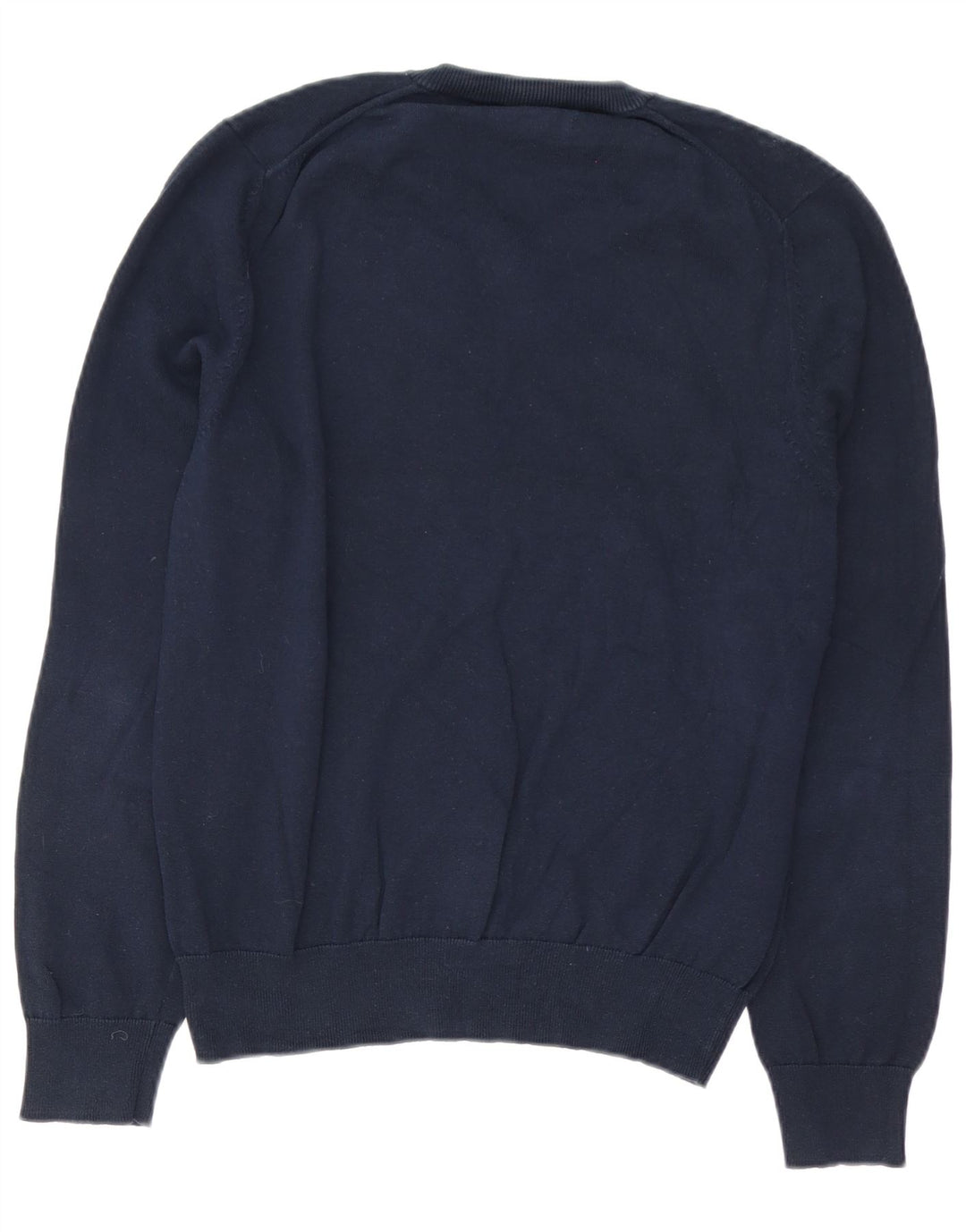 Marks & Spencer Herren-Pullover mit V-Ausschnitt aus mittelblauer Baumwolle
