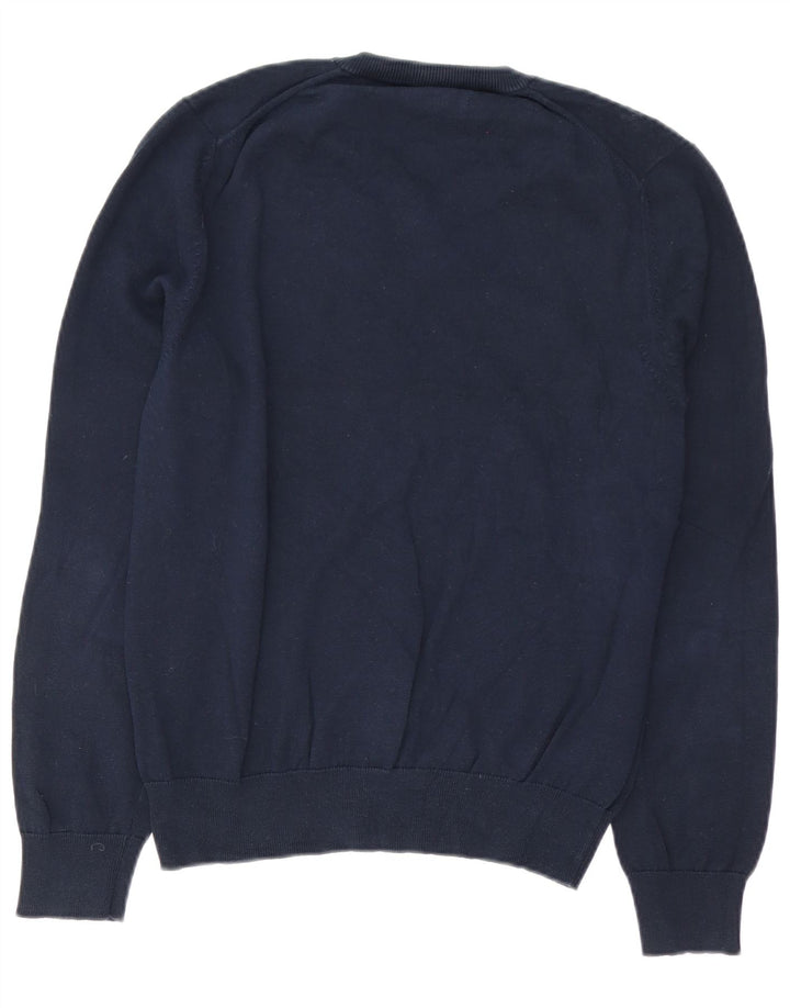 Marks & Spencer Herren-Pullover mit V-Ausschnitt aus mittelblauer Baumwolle