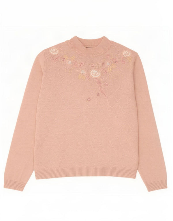 Alfred Dunner Damen-Pullover mit Rollkragen, Gr. 40, Größe L, Rosa, Blumenmuster