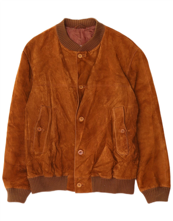 Vintage Herren Wildleder Bomberjacke IT 54 2XL Braun