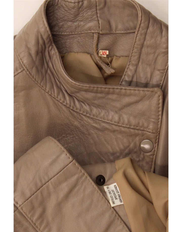 Vintage Damen Übergroße Lederjacke UK 14 Mittelbraun Retro