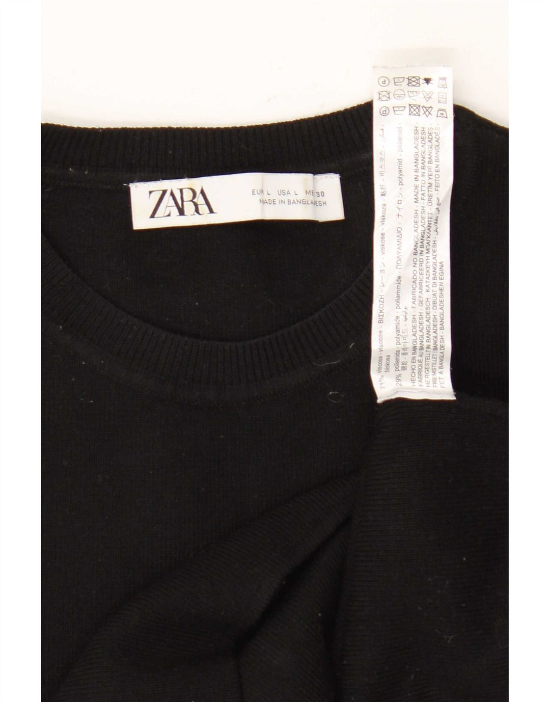 Zara Damen Crop Top UK 14 Große schwarze Viskose