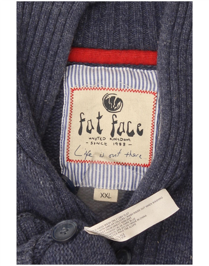 Fat Face Herren-Pullover mit Schalkragen, 2XL, marineblaue Lammwolle