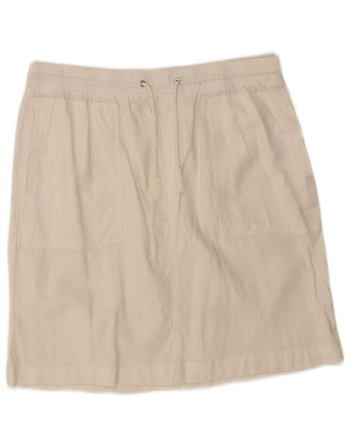 Marks & Spencer Damen gerader Rock UK 14 Large W32 Weißer Flachs