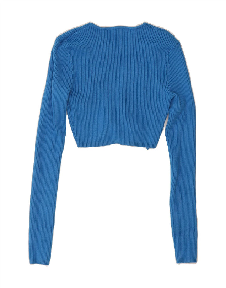 ZARA Womens Crop Cardigan Top UK 10 Small Blue Viscose Vintage Zara and Second-Hand Zara from Messina Hembry 