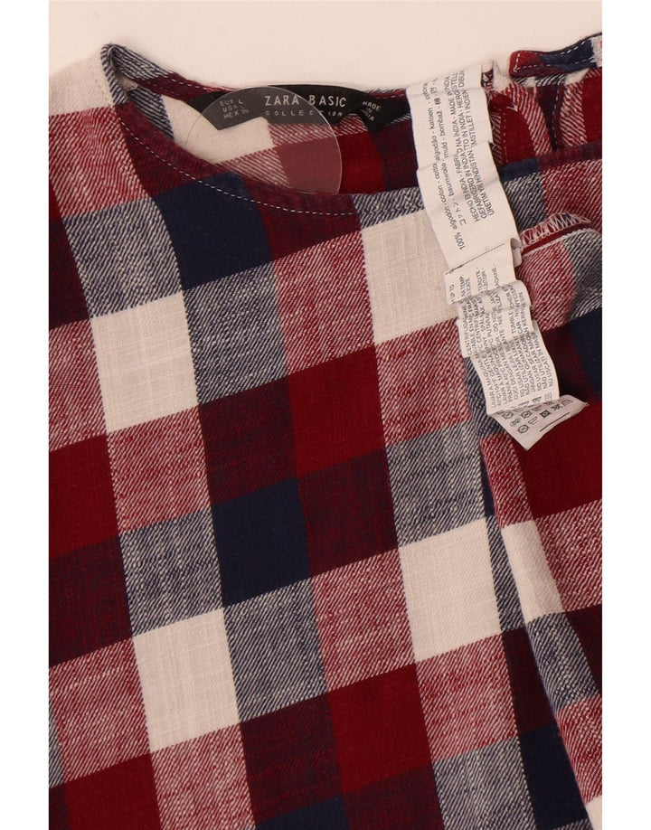 Zara Damen Kurzarm-Hemdbluse UK 16 Large Mehrfarbig kariert
