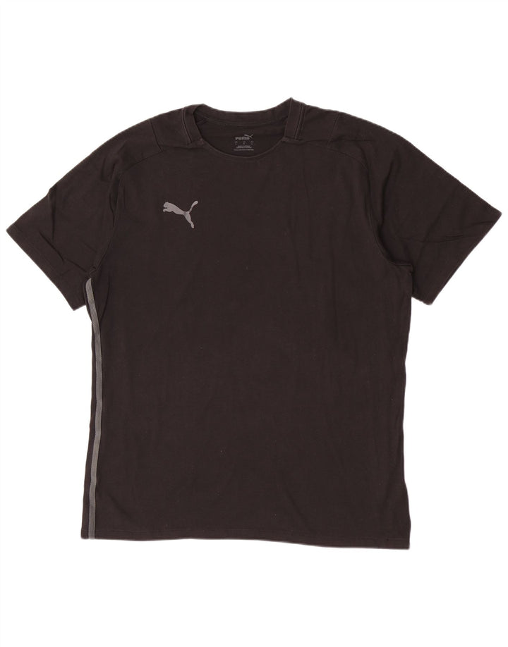 Puma Herren-T-Shirt mit kurzen Ärmeln, normal, groß, aus schwarzer Baumwolle