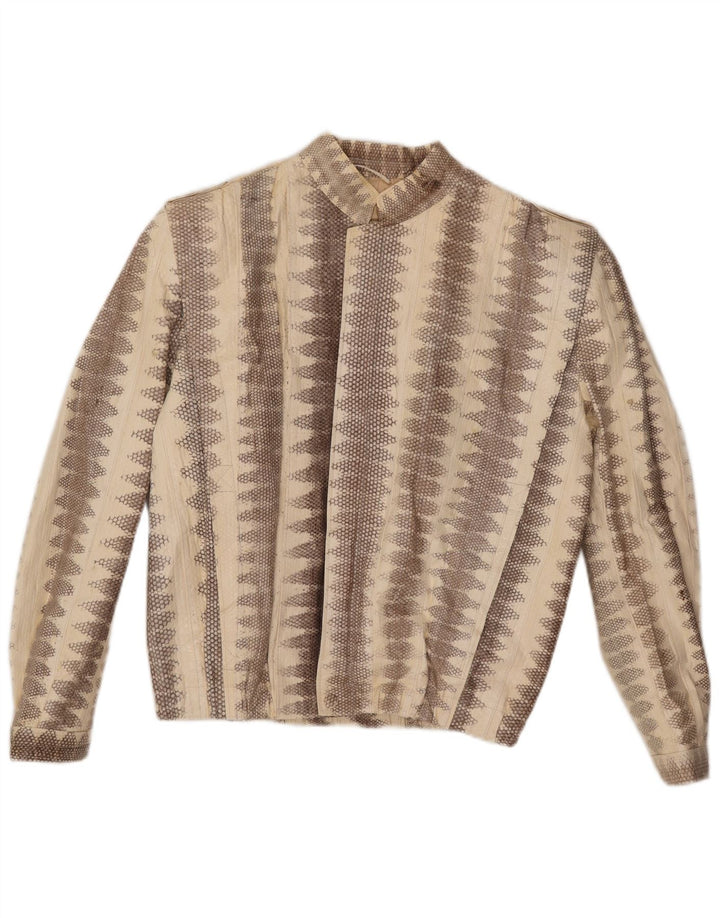 Lee Sands Herren Lederjacke UK 40 Large Beige Animal Print