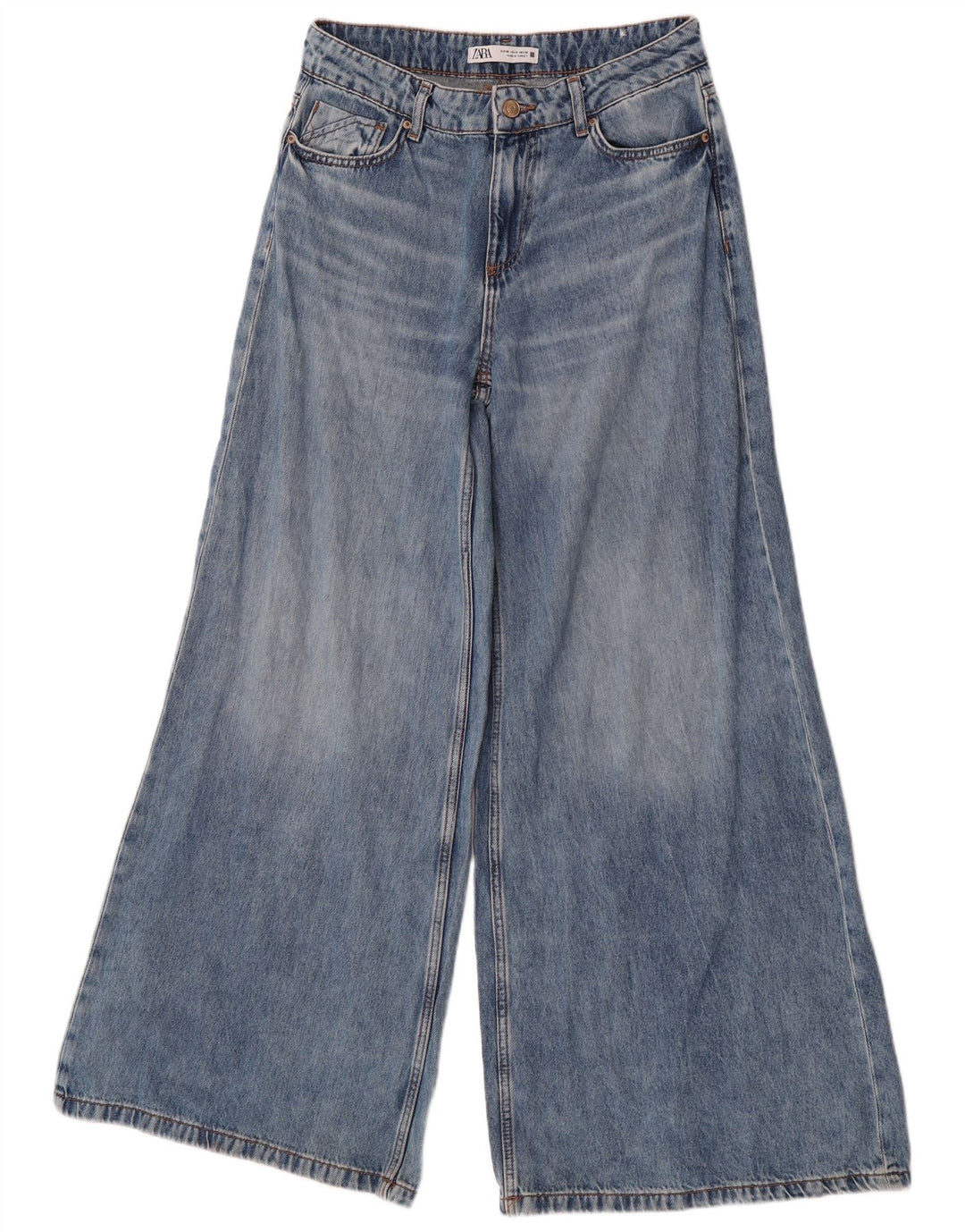 Zara Damen Schlagjeans EU 38 Small W28 L32 Blaue Baumwolle