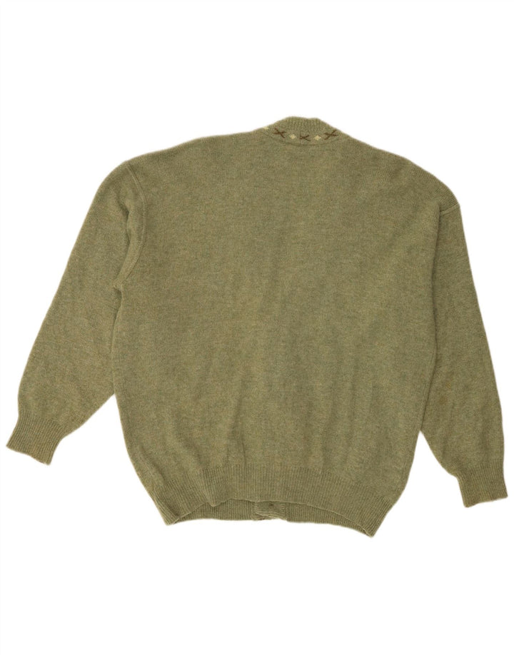 Baroni Herren-Cardigan-Pullover IT 48 Mittelgrün Argyle/Diamant