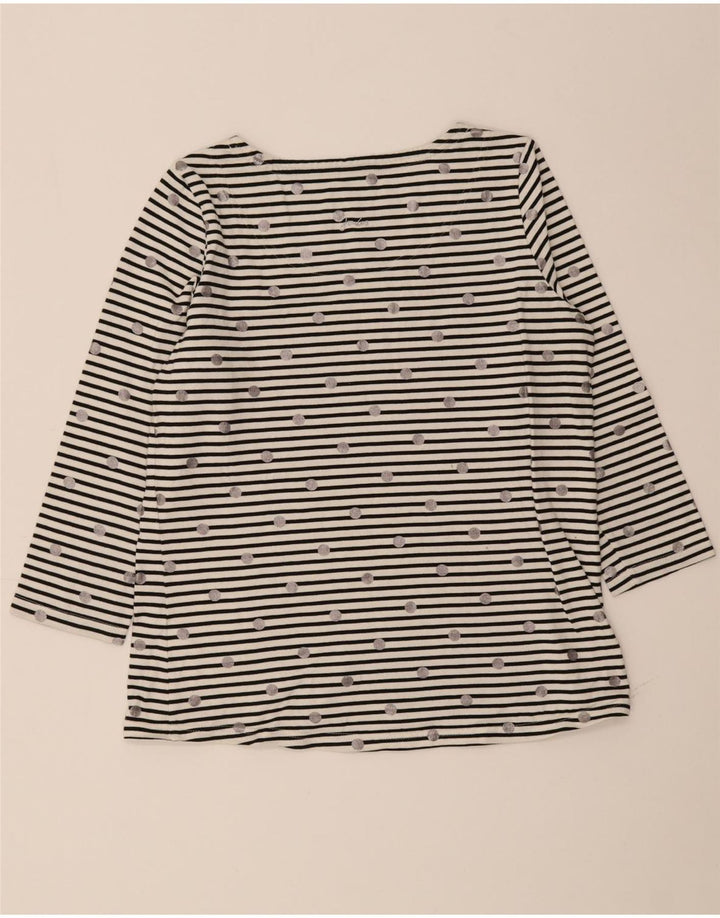 JOULES Womens Top 3/4 Sleeve UK 12 Medium  White Striped Cotton Vintage Joules and Second-Hand Joules from Messina Hembry 