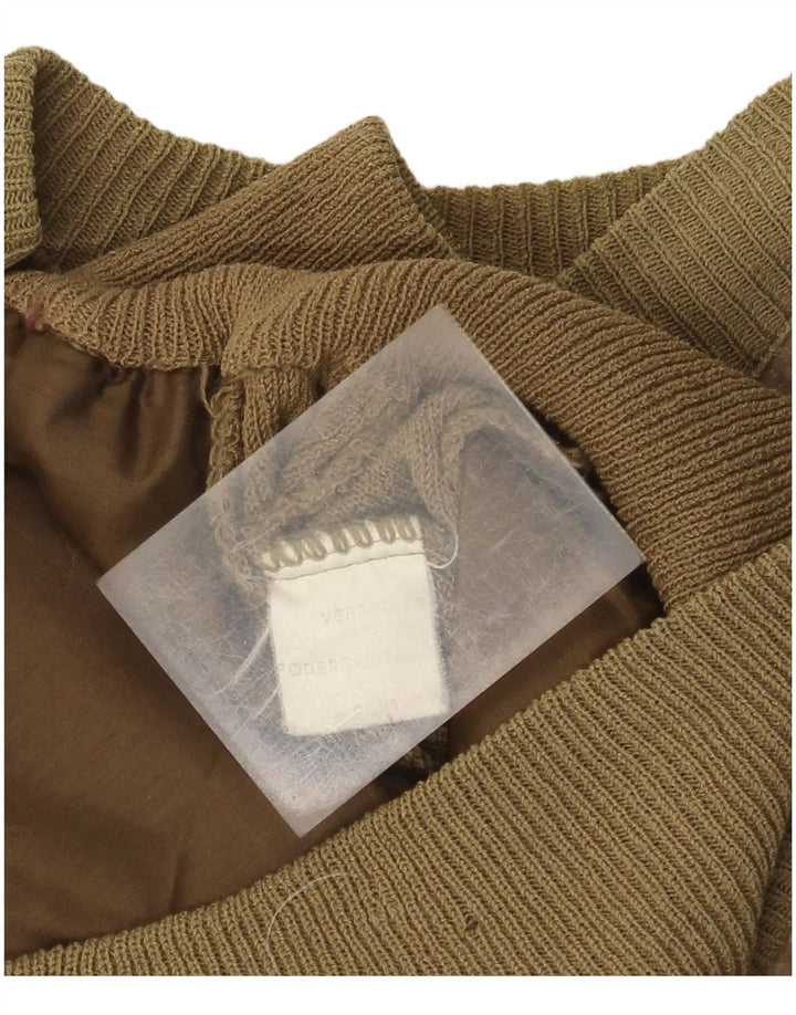 Vintage Herren Wildleder Bomberjacke UK 38 Medium Khaki Colourblock Leder