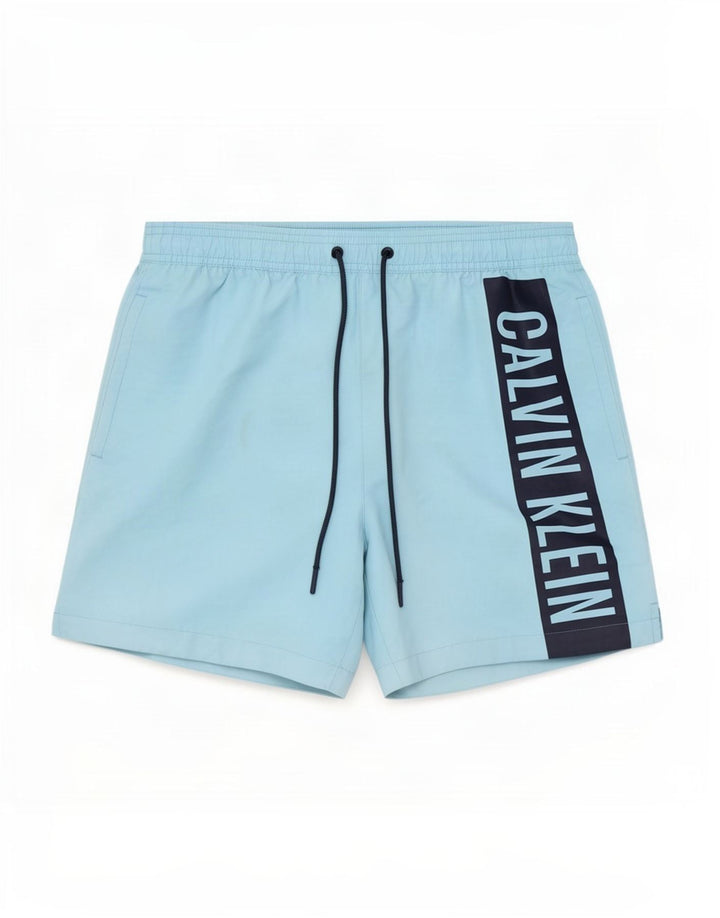 Calvin Klein Herren-Badeshorts mit Grafik, klein, blau, Farbblock-Polyester