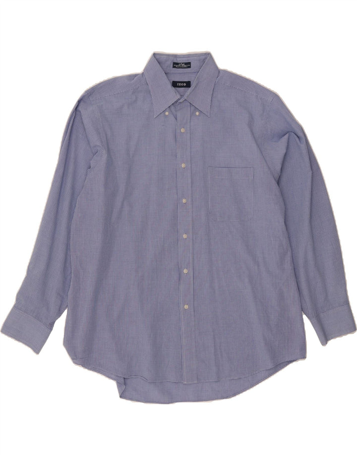 IZOD Mens Shirt Size 17 1/2 34/35 XL Blue Gingham Cotton Vintage Izod and Second-Hand Izod from Messina Hembry 