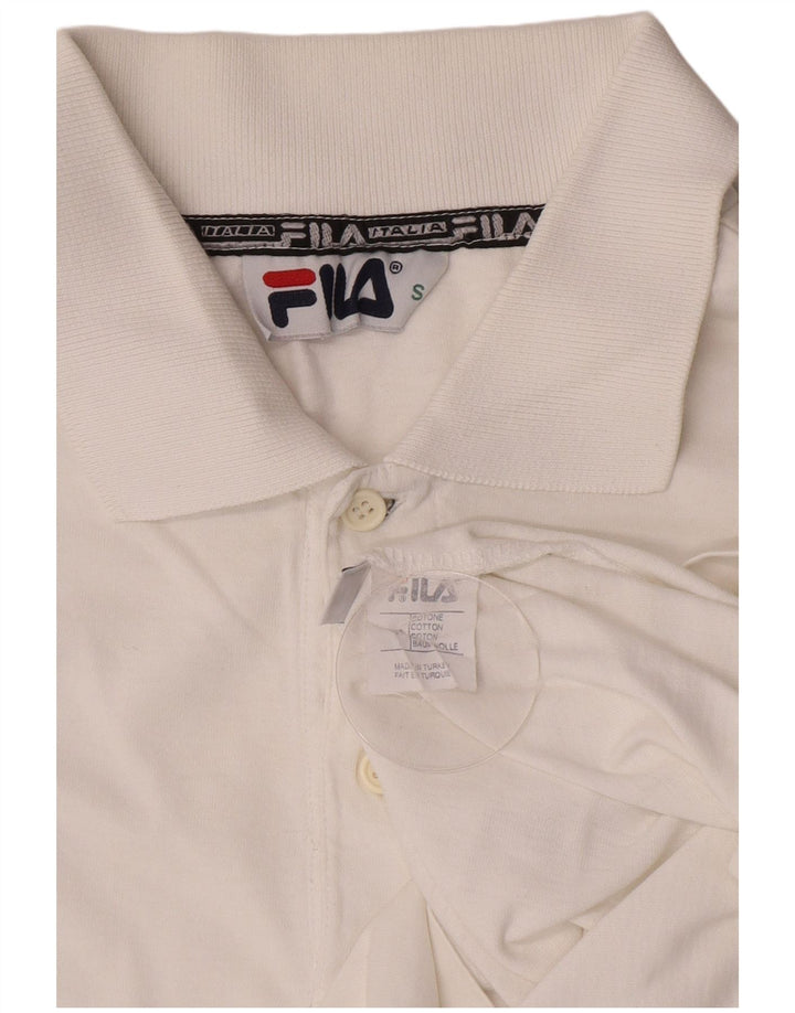 Fila Herren-Langarm-Poloshirt, klein, weiße Baumwolle