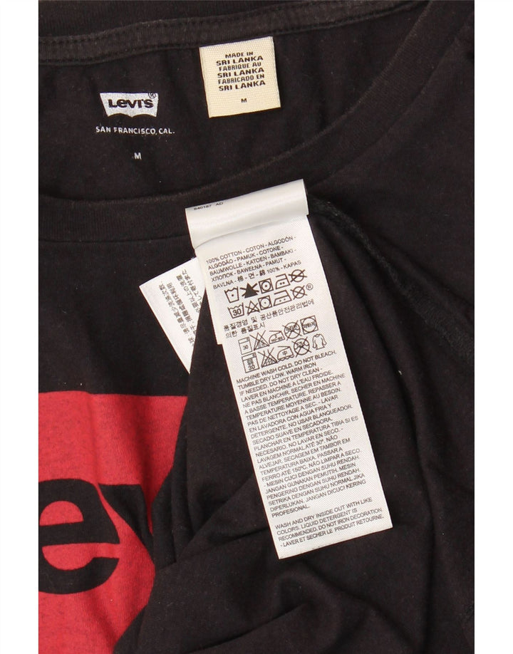 Levi's Womens Graphic T-Shirt Top UK 14 Mittelschwarze Baumwolle