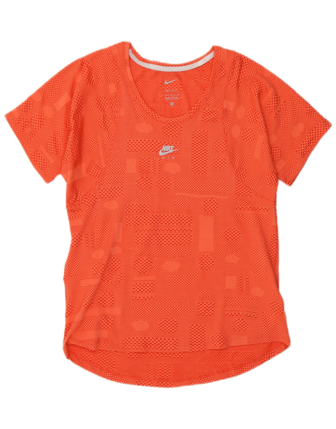 Nike Damen Dri Fit T-Shirt Top UK 12 Mittelorange geometrisches Polyester