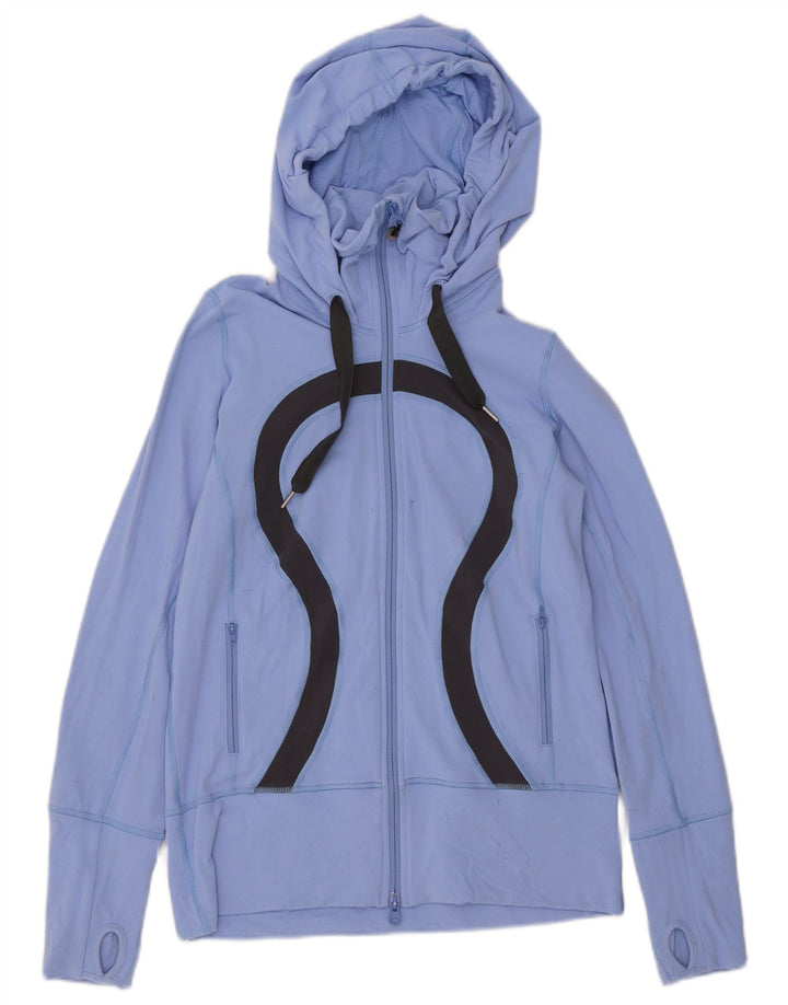 Lululemon Damen-Kapuzenpullover mit grafischem Reißverschluss, US 8, mittelblaues Nylon