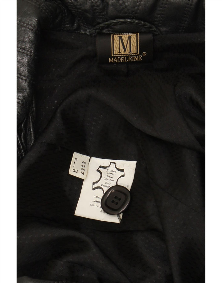 MADELEINE Damen Ledermantel UK 14 Großes schwarzes Leder
