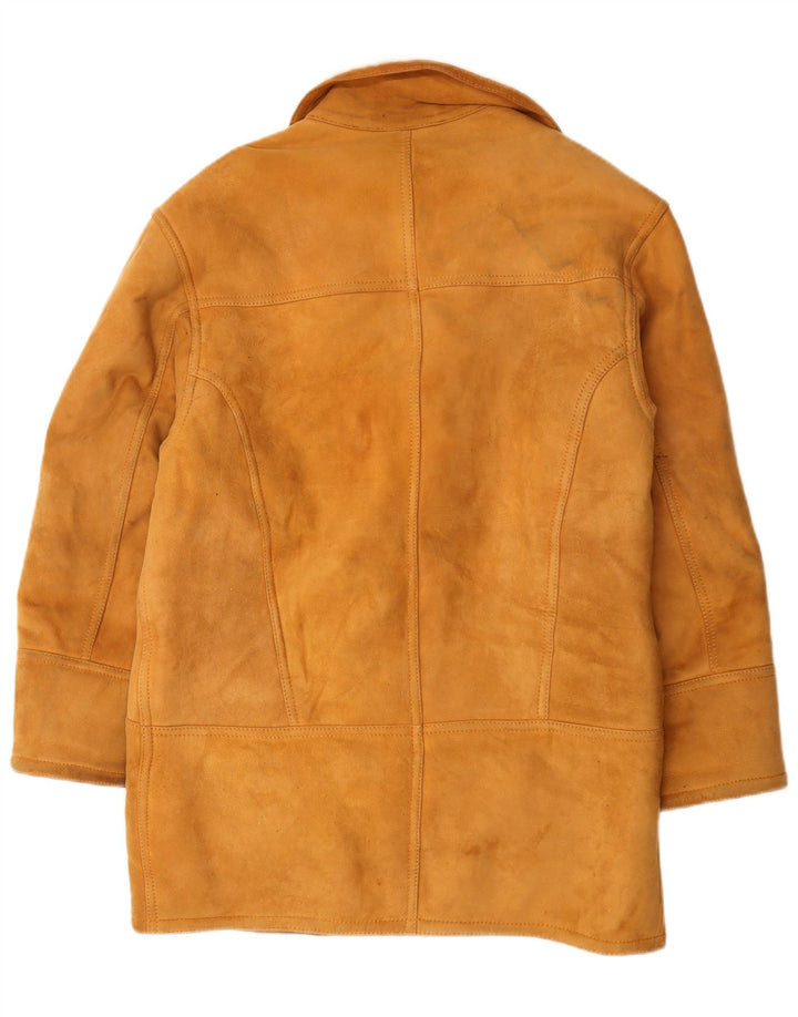 Vintage Herren Shearling Overcoat IT 48 Medium Beige Leder
