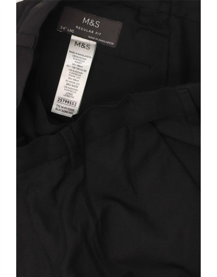 Marks & Spencer Herren-Chinohose mit normaler Passform, W34, L33, schwarzes Polyester