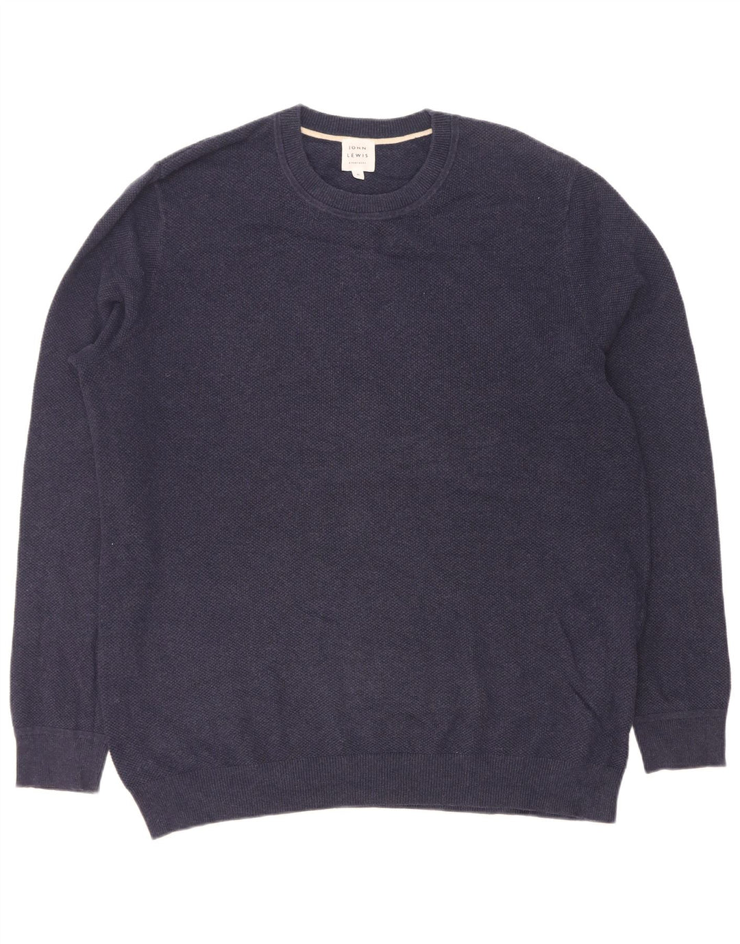 John Lewis Herren-Pullover mit Rundhalsausschnitt, mittlere marineblaue Baumwolle