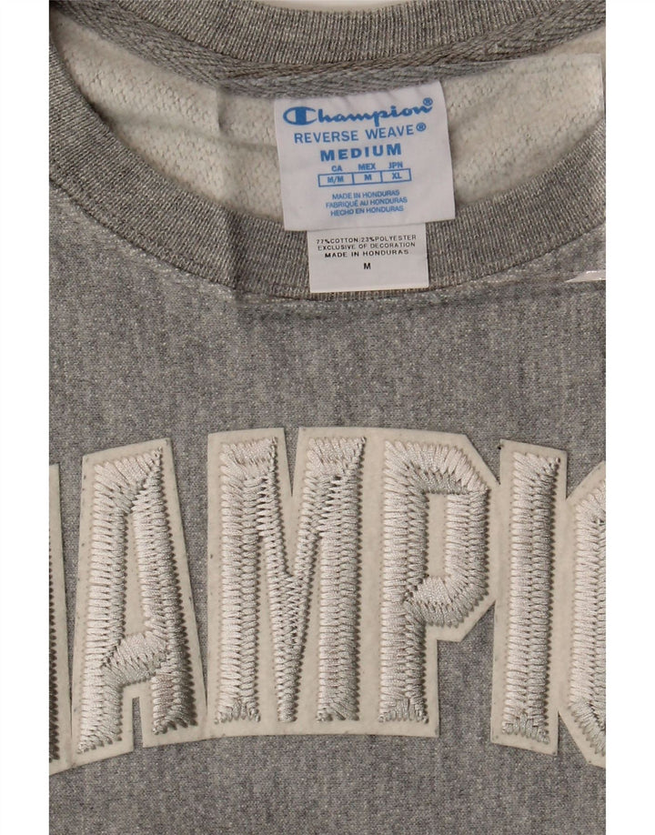 CHAMPION Damen Grafik-Sweatshirt-Pullover UK 14 Mittelgraue Baumwolle